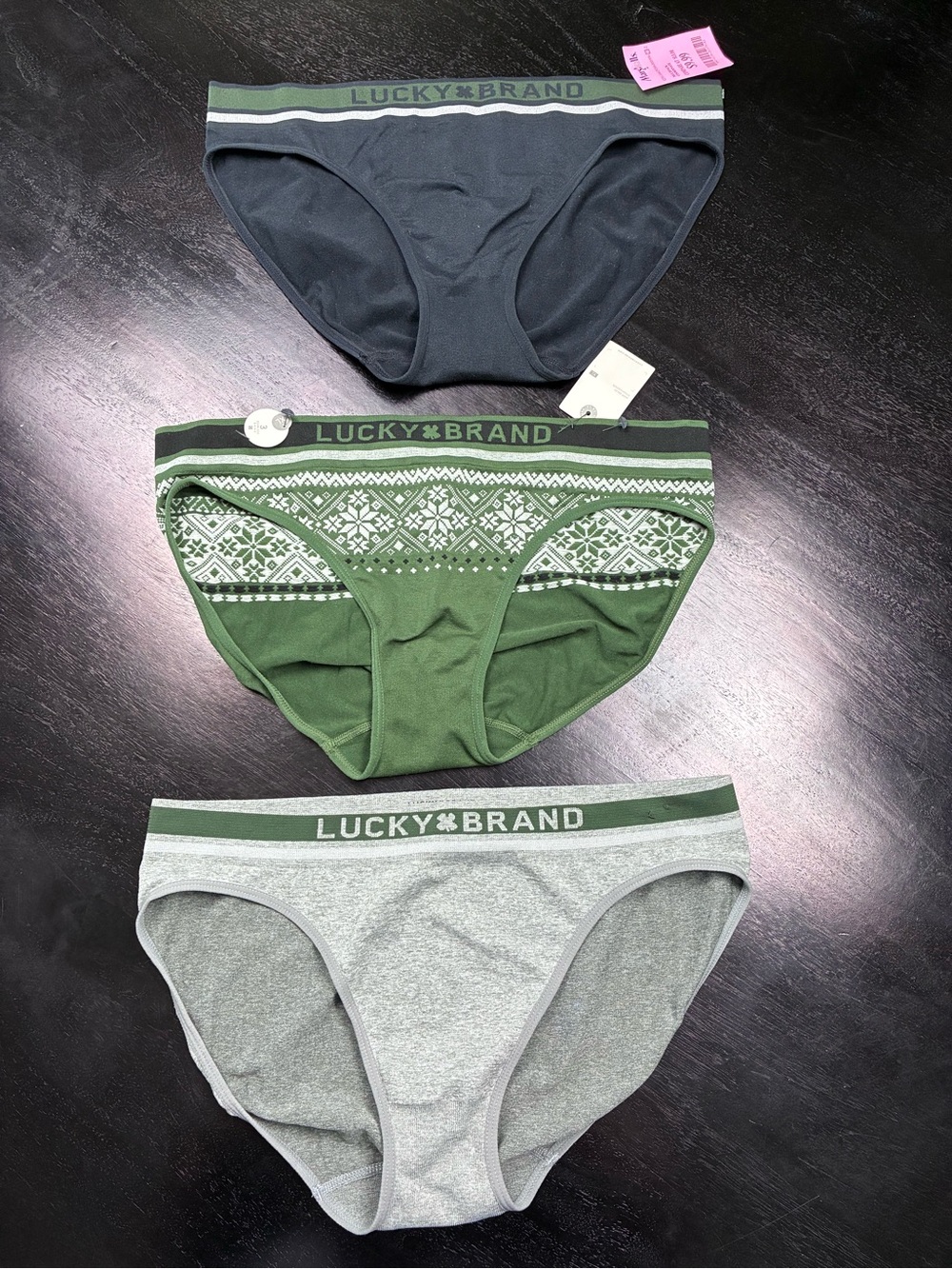 Lucky Brand Women’s Bikini Panties — Black, Green, Gray